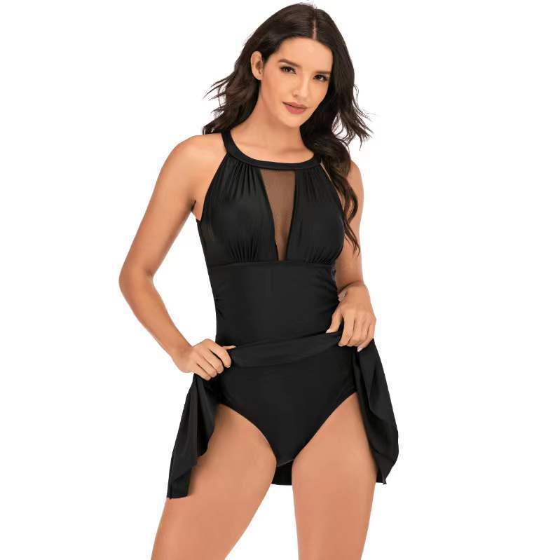 Lace Mesh One-Piece Swimsuit – Plus Size
