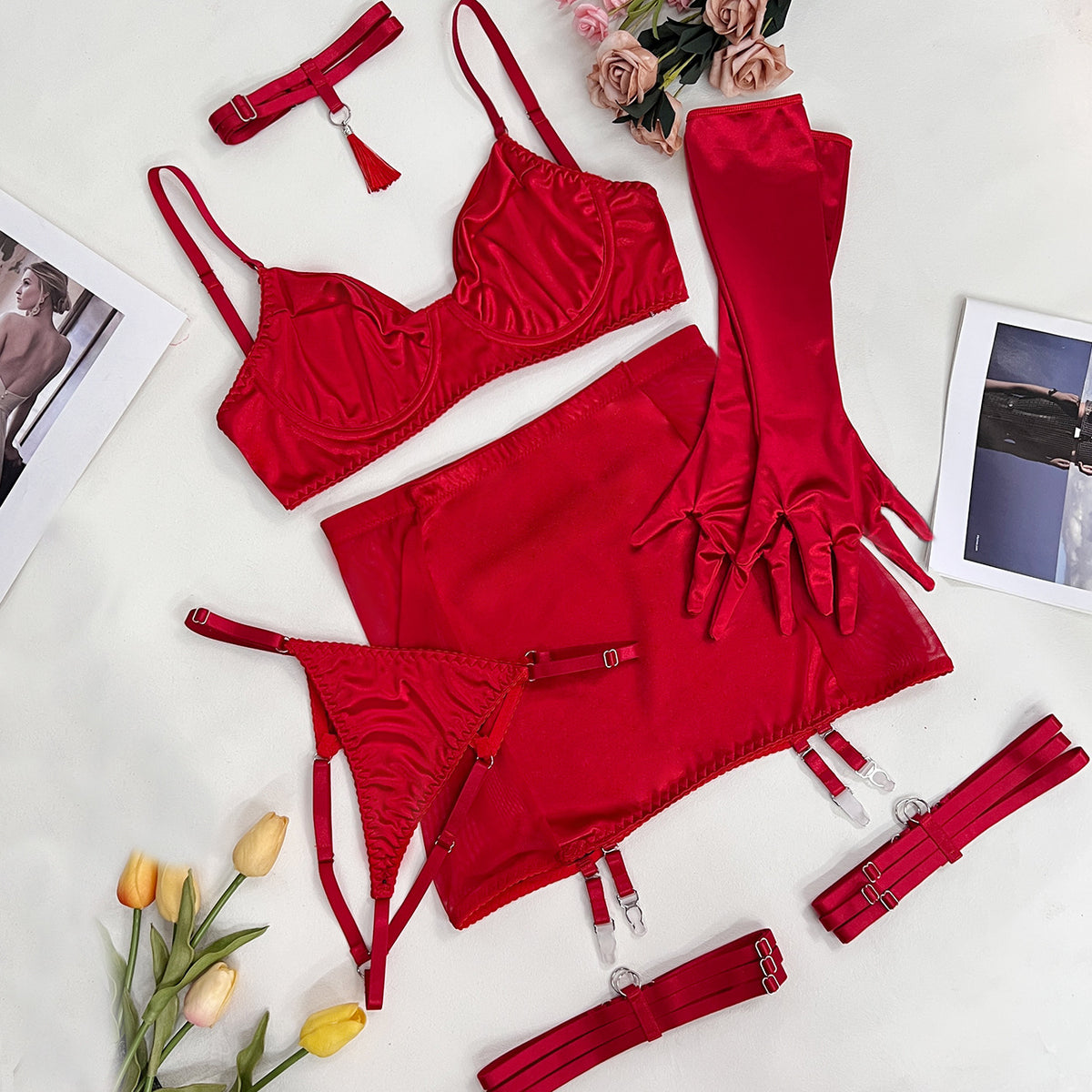 Fringed Mesh Bra & Skirt Lingerie Set