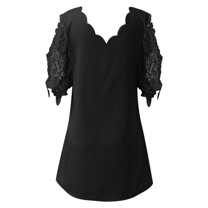 Lace Patchwork V-Neck A-Line Dress