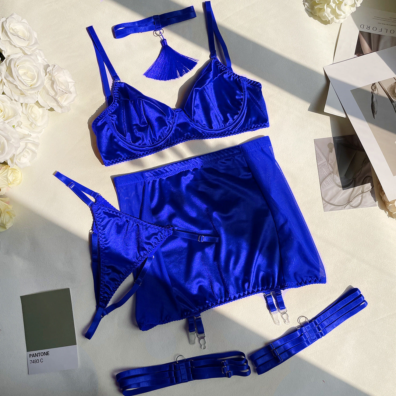 Fringed Mesh Bra & Skirt Lingerie Set