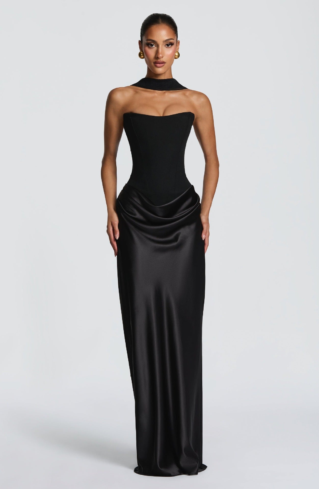 Sleek Solid-Color Evening Dress