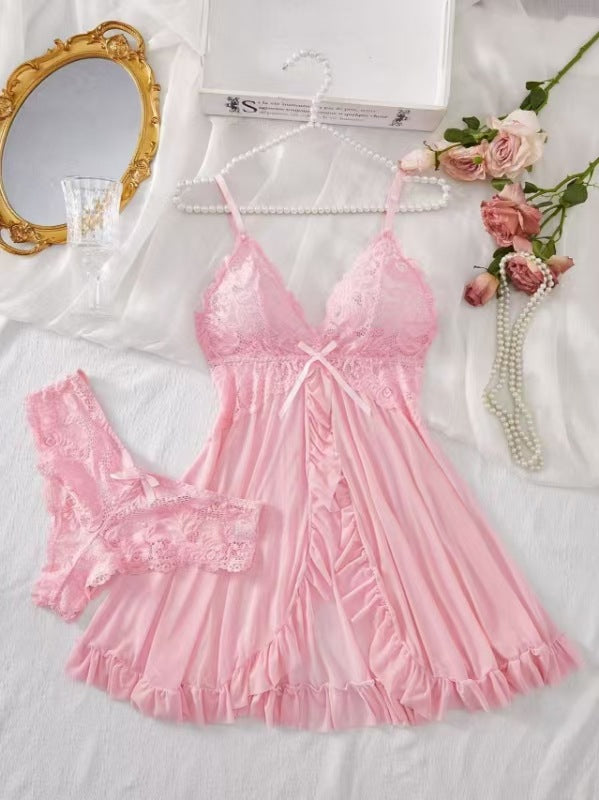 V-Neck Lace Halter Nightgown