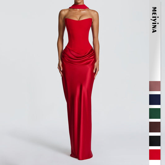 Sleek Solid-Color Evening Dress