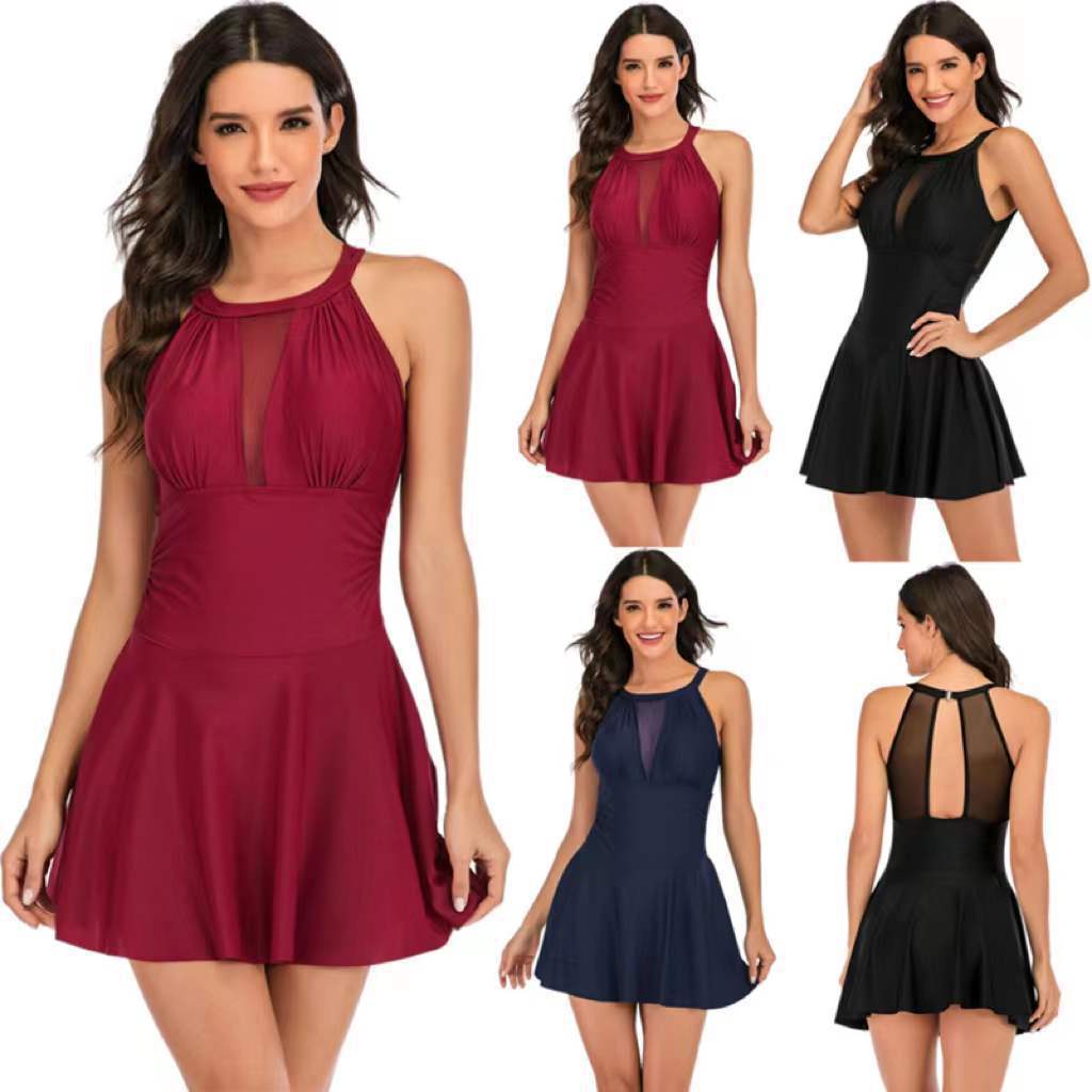 Lace Mesh One-Piece Swimsuit – Plus Size