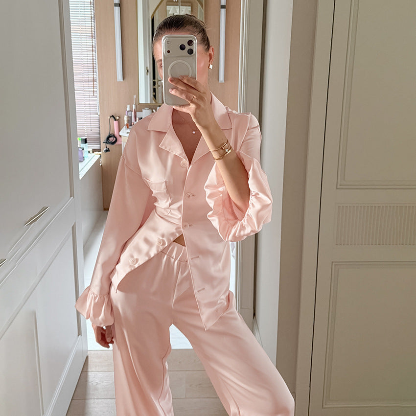 Ruffled Three-Piece Pajama & Cardigan Set