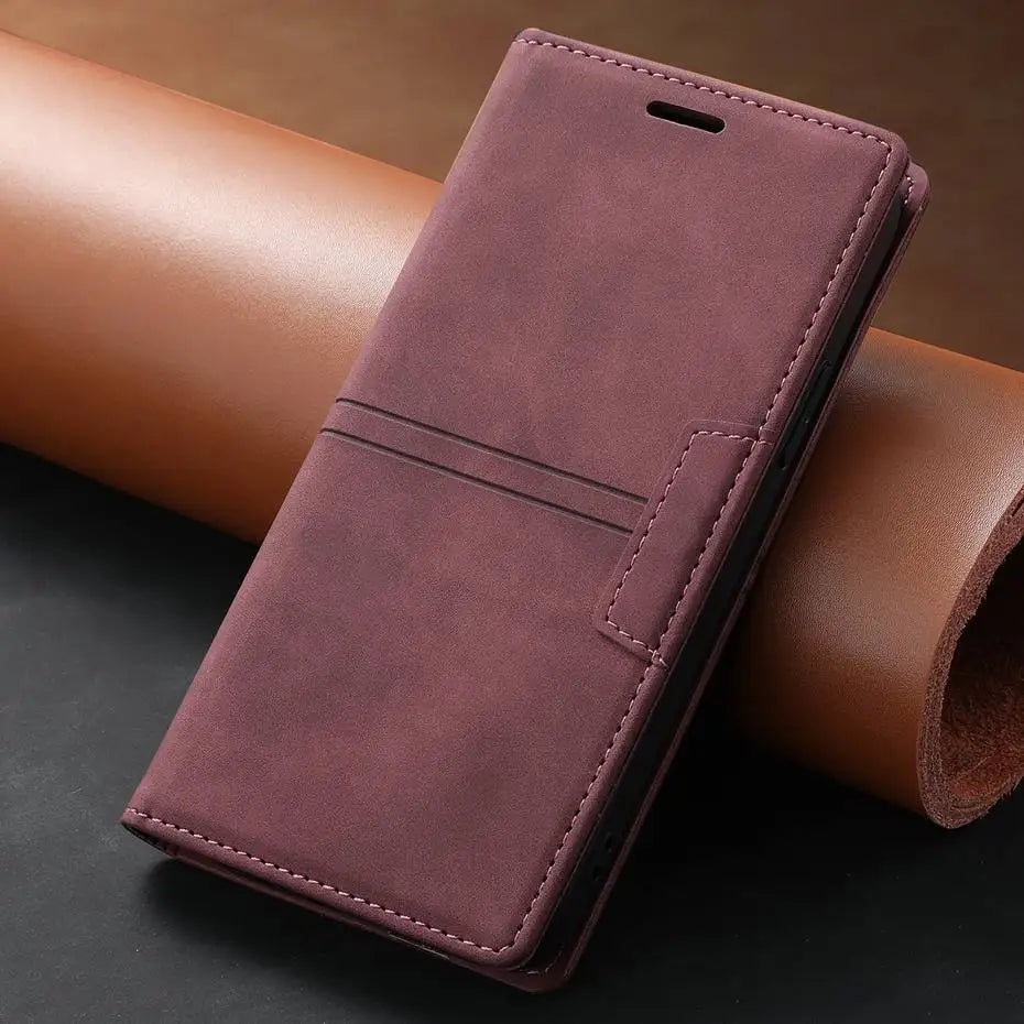 Luxury Leather Flip Wallet Case for Google Pixel