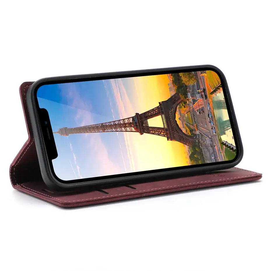 Luxury Leather Flip Wallet Case for Google Pixel