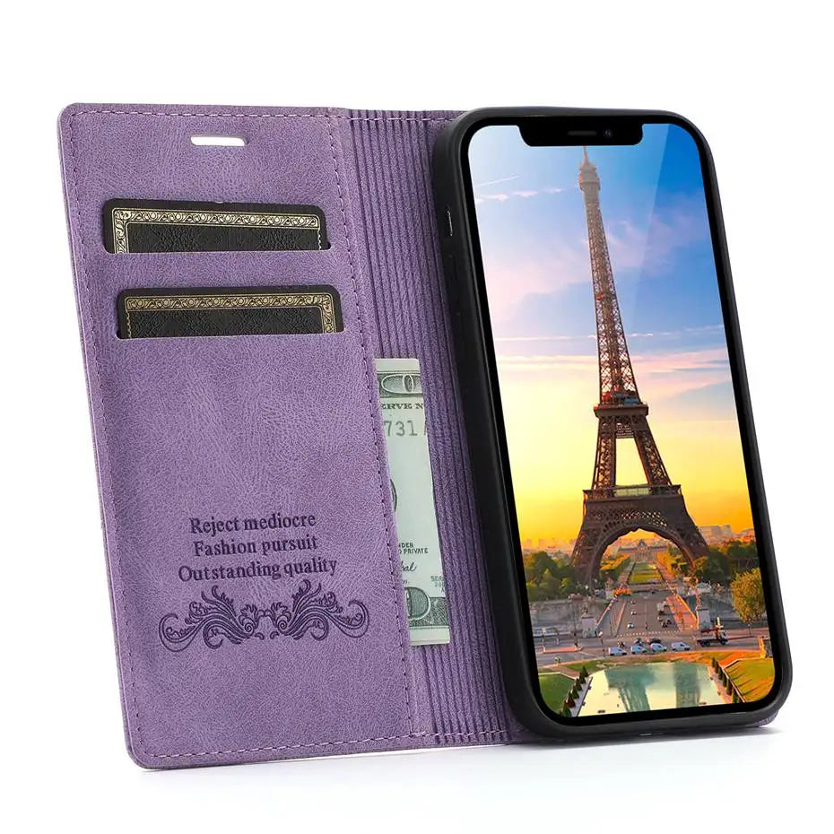 Luxury Leather Flip Wallet Case for Google Pixel