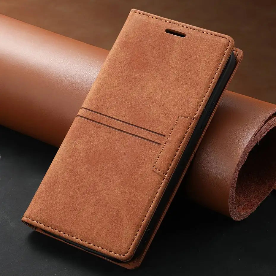 Luxury Leather Flip Wallet Case for Google Pixel