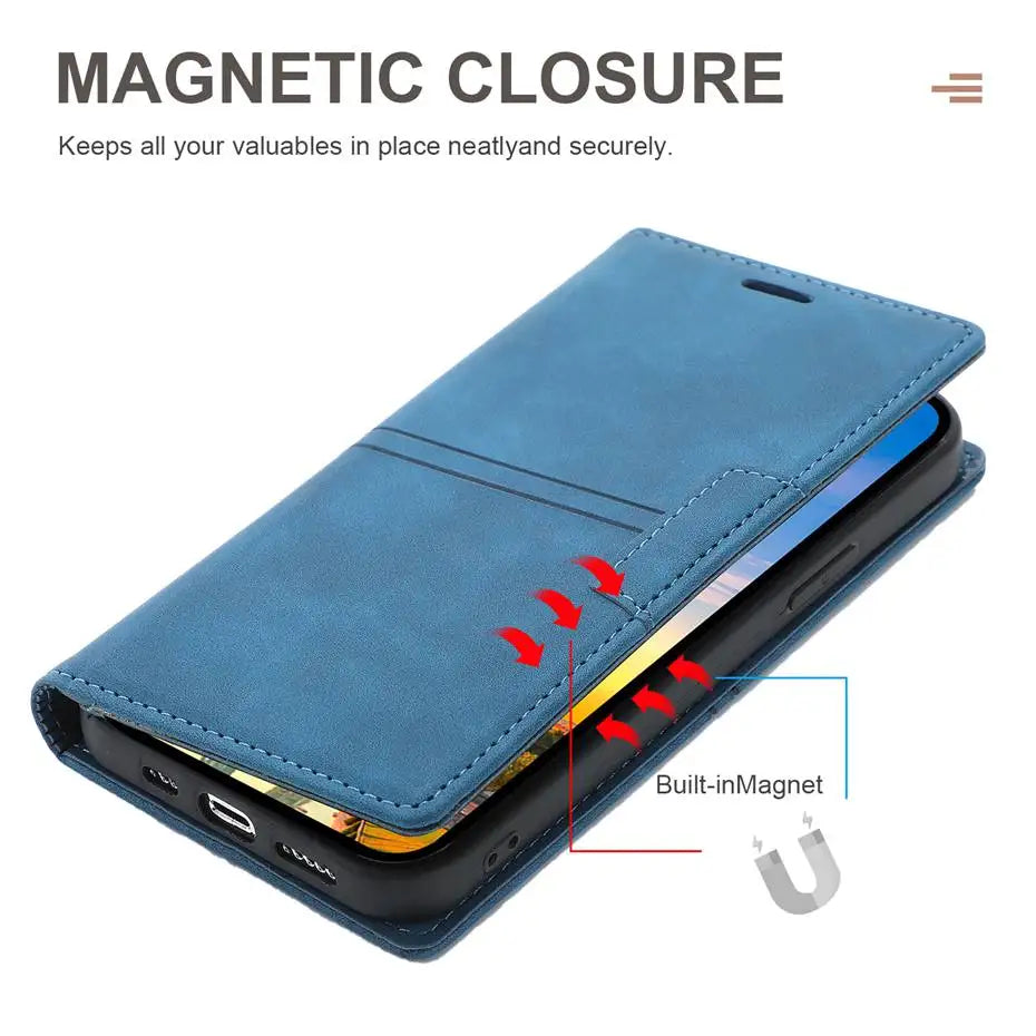 Luxury Leather Flip Wallet Case for Google Pixel