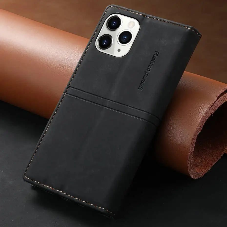Luxury Leather Flip Wallet Case for Google Pixel