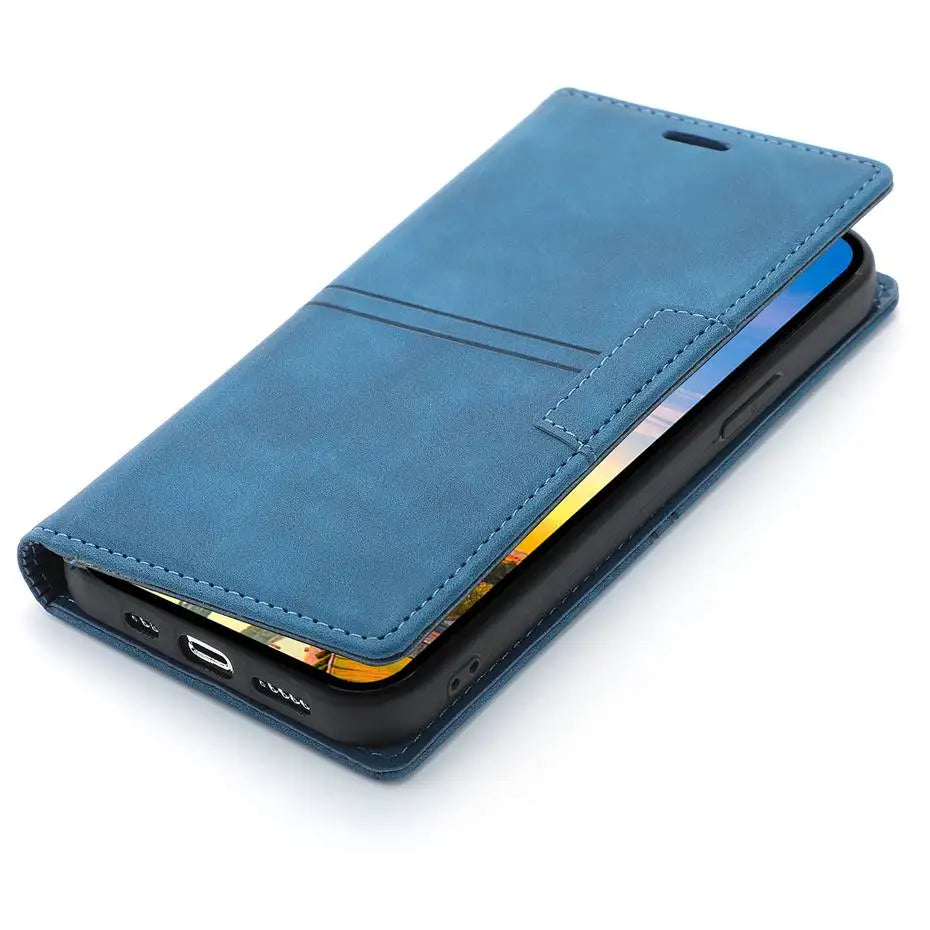Luxury Leather Flip Wallet Case for Google Pixel