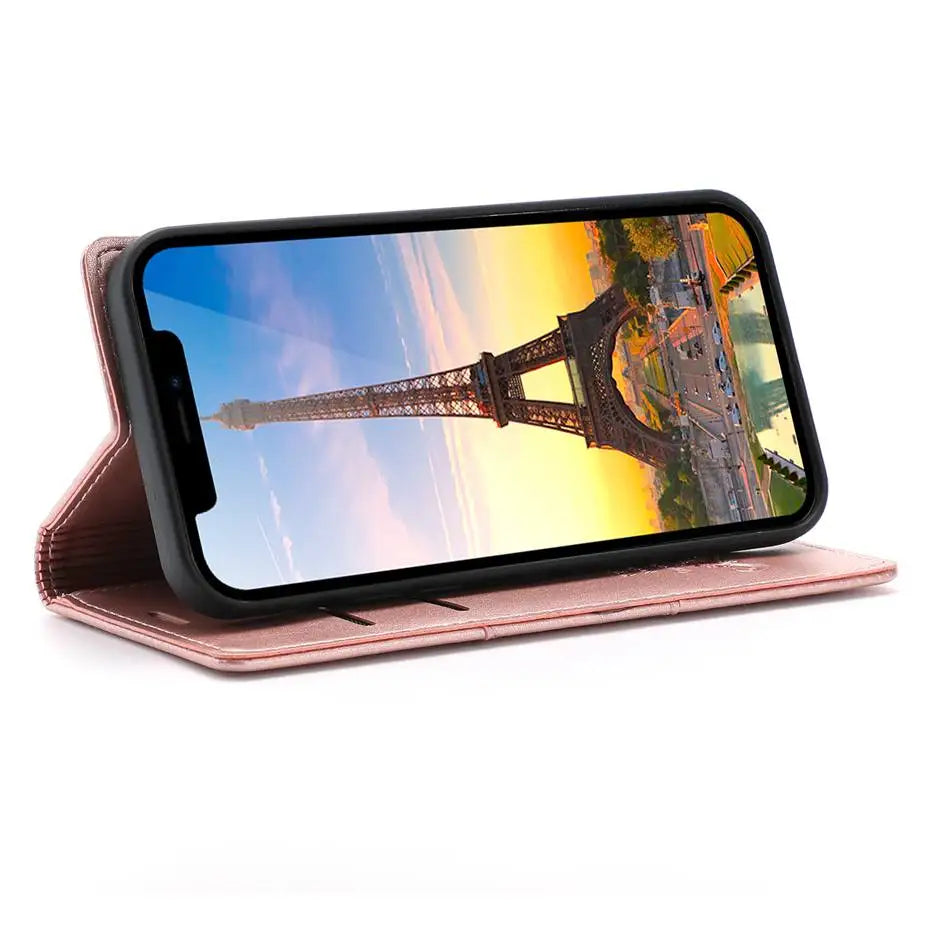 Luxury Leather Flip Wallet Case for Google Pixel