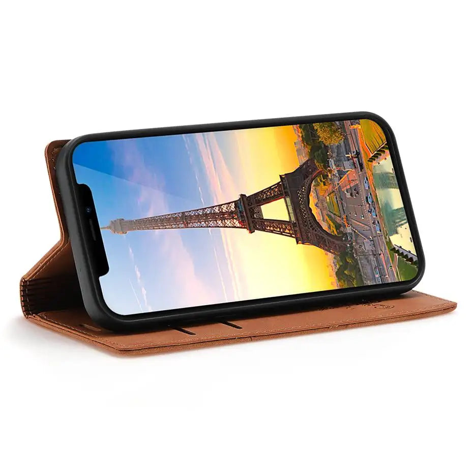 Luxury Leather Flip Wallet Case for Google Pixel