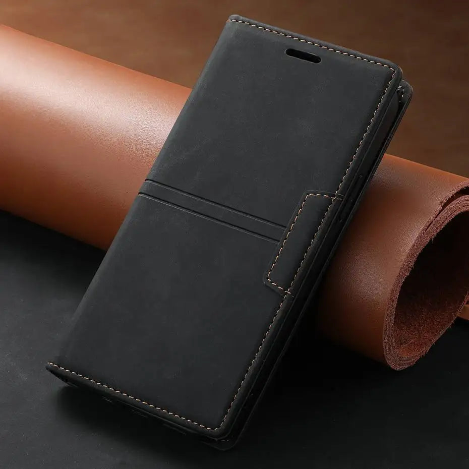 Luxury Leather Flip Wallet Case for Google Pixel
