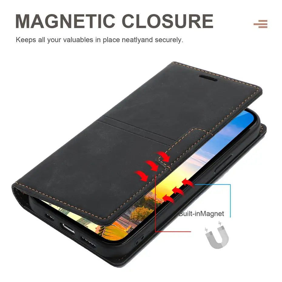 Luxury Leather Flip Wallet Case for Google Pixel