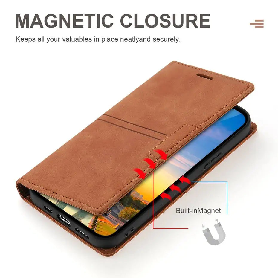 Luxury Leather Flip Wallet Case for Google Pixel
