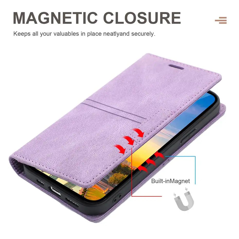 Luxury Leather Flip Wallet Case for Google Pixel