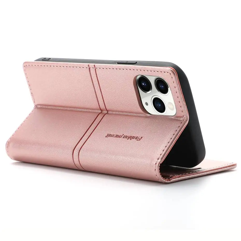 Luxury Leather Flip Wallet Case for Google Pixel