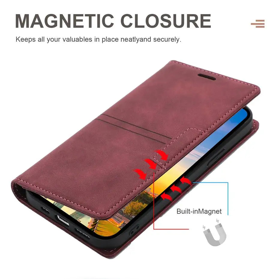 Luxury Leather Flip Wallet Case for Google Pixel