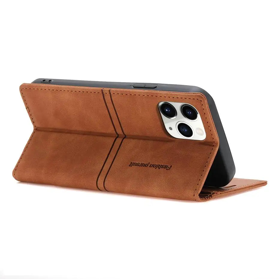 Luxury Leather Flip Wallet Case for Google Pixel