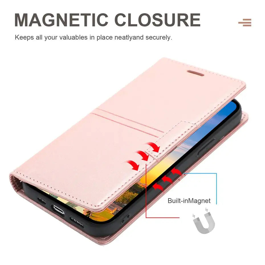 Luxury Leather Flip Wallet Case for Google Pixel