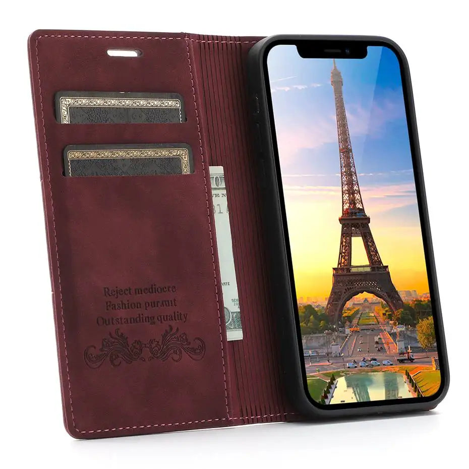 Luxury Leather Flip Wallet Case for Google Pixel