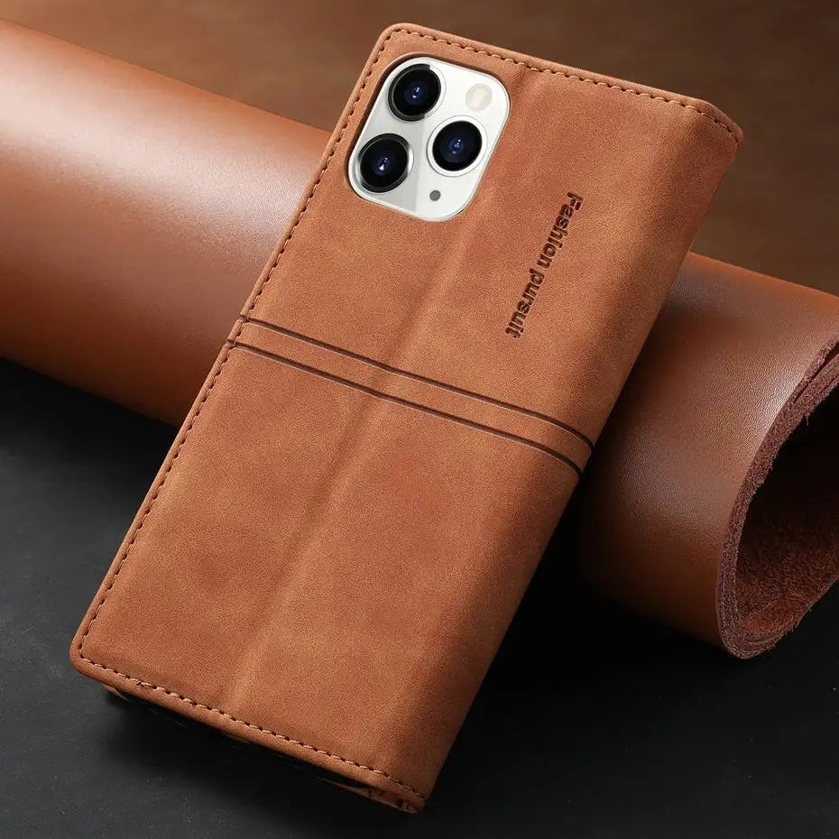 Luxury Leather Flip Wallet Case for Google Pixel