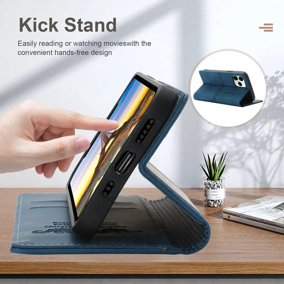 Luxury Leather Flip Wallet Case for Google Pixel