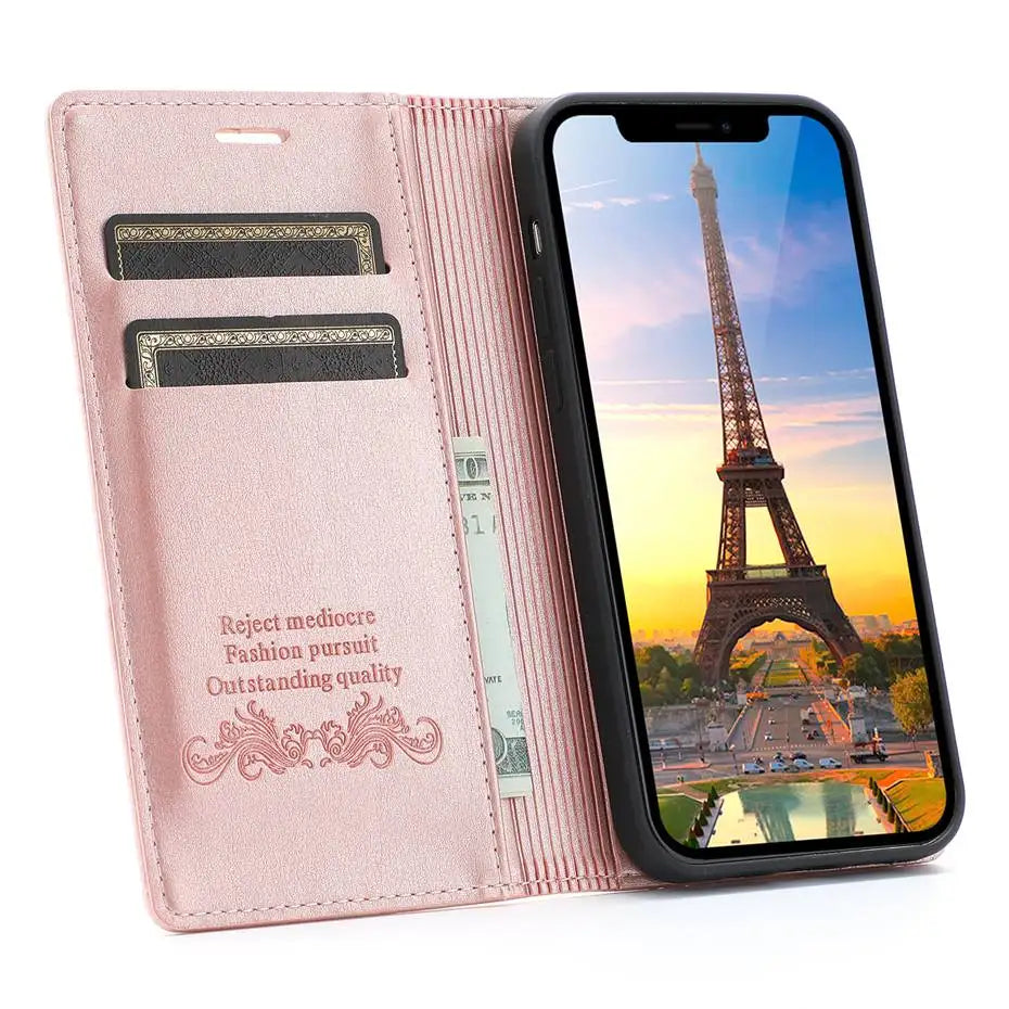 Luxury Leather Flip Wallet Case for Google Pixel