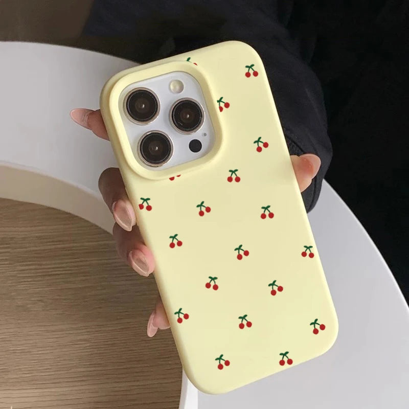 Cartoon Cherry Silicone iPhone Case