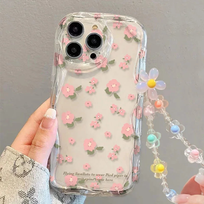 Flower Chain Lanyard Phone Case – Motorola G & Edge Series | Silicone Full Coverage