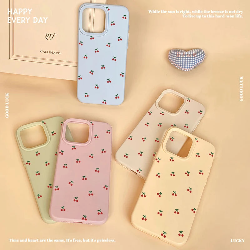 Cartoon Cherry Silicone iPhone Case