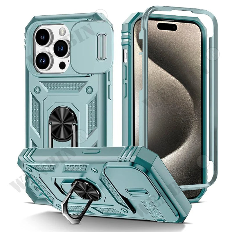 Heavy Duty iPhone Case with Kickstand & 360° Camera Cover