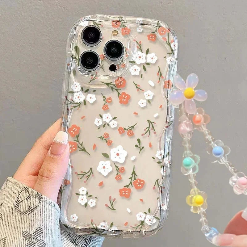 Flower Chain Lanyard Phone Case – Motorola G & Edge Series | Silicone Full Coverage