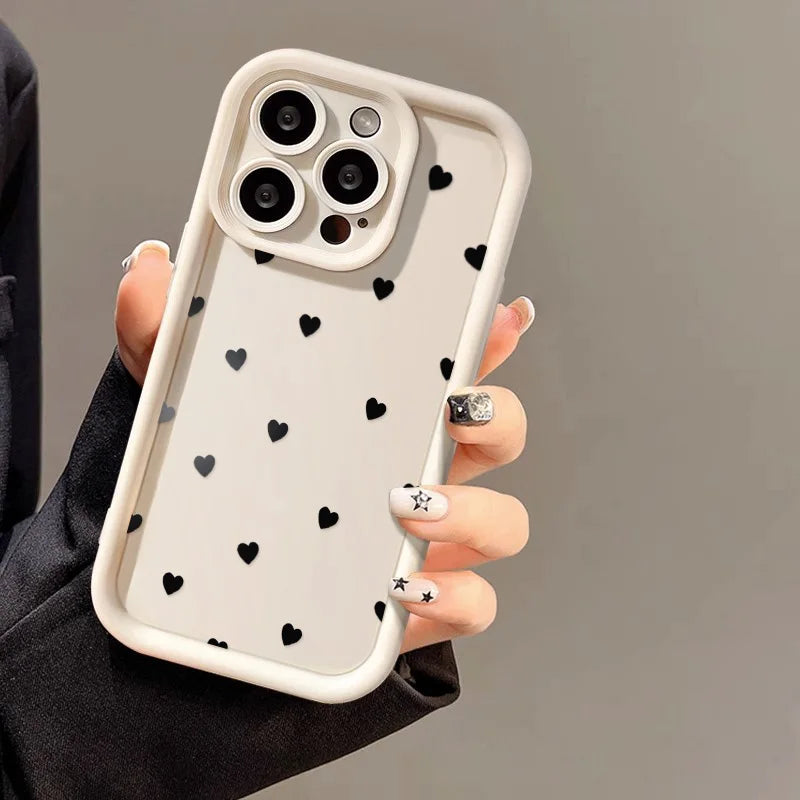 Love Heart Phone Case for iPhone 17 / 16 / 15 / 14 / 13 / 12 / 11 / X / XR / XS / 8 Series | Soft TPU Protective Cover with Lanyard