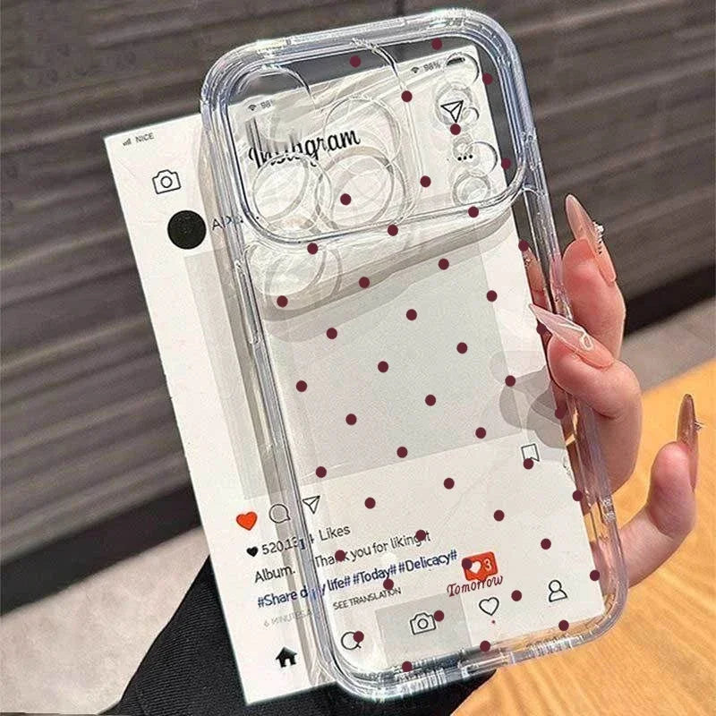 Clear Love Heart & Polka Dot iPhone Case – Soft TPU Bumper Cover
