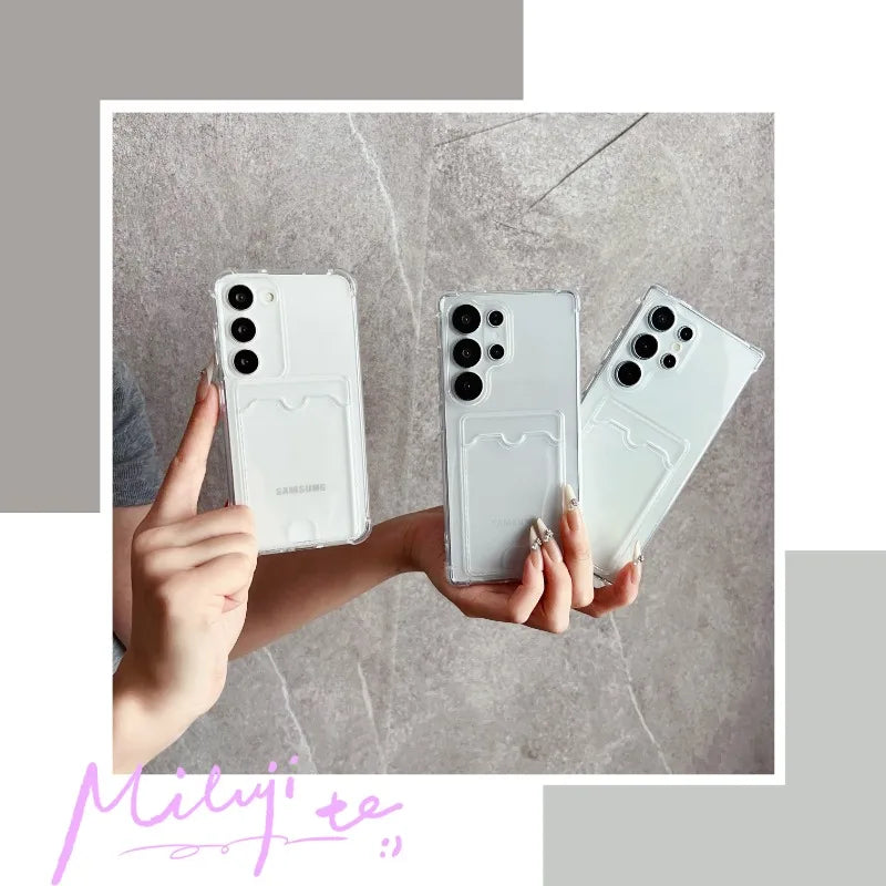 Clear Card Holder Case for Samsung Galaxy