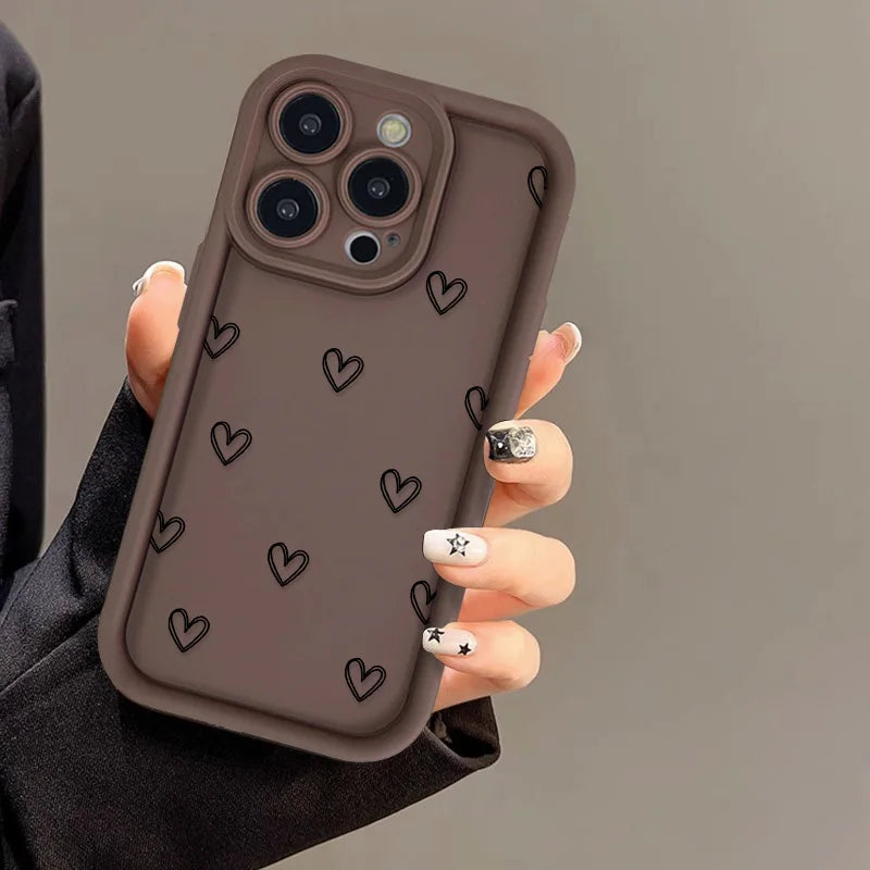 Love Heart Phone Case for iPhone 17 / 16 / 15 / 14 / 13 / 12 / 11 / X / XR / XS / 8 Series | Soft TPU Protective Cover with Lanyard