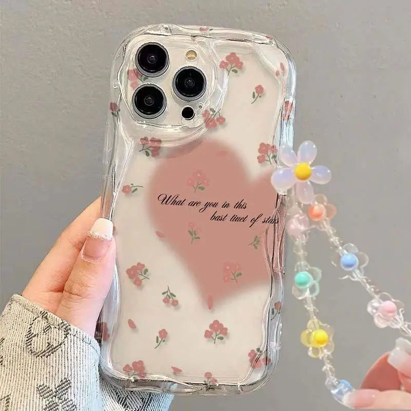 Flower Chain Lanyard Phone Case – Motorola G & Edge Series | Silicone Full Coverage
