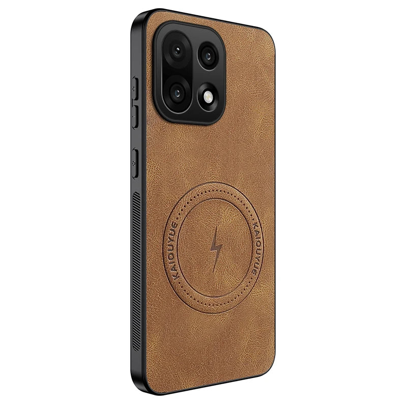 PU Leather Skin-Feel Case for OnePlus 15 — Shockproof Magnetic Back Cover