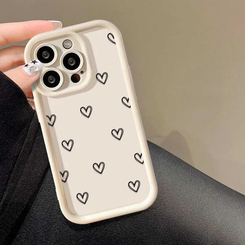 Love Heart Phone Case for iPhone 17 / 16 / 15 / 14 / 13 / 12 / 11 / X / XR / XS / 8 Series | Soft TPU Protective Cover with Lanyard