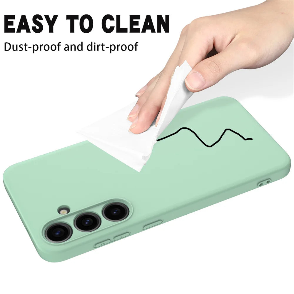 Liquid Silicone Case for Samsung Galaxy S23 / S24 / S25 / S26 Series – Camera Lens Protection, Soft Full Cover