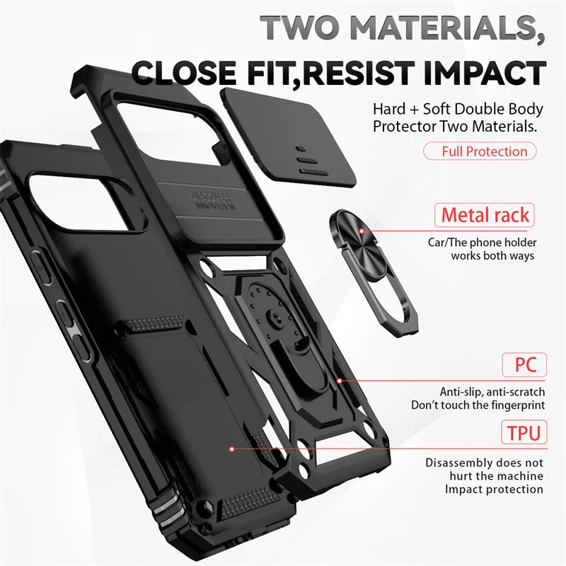 Armor Magnetic Ring Bracket Case for Google Pixel 6–10 Pro XL