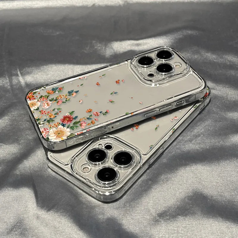Floral Phone Case for iPhone 7 8 Plus SE XR XS 11 12 13 14 15 16 17 / Pro / Pro Max / Air — Shockproof Soft Silicone Cover