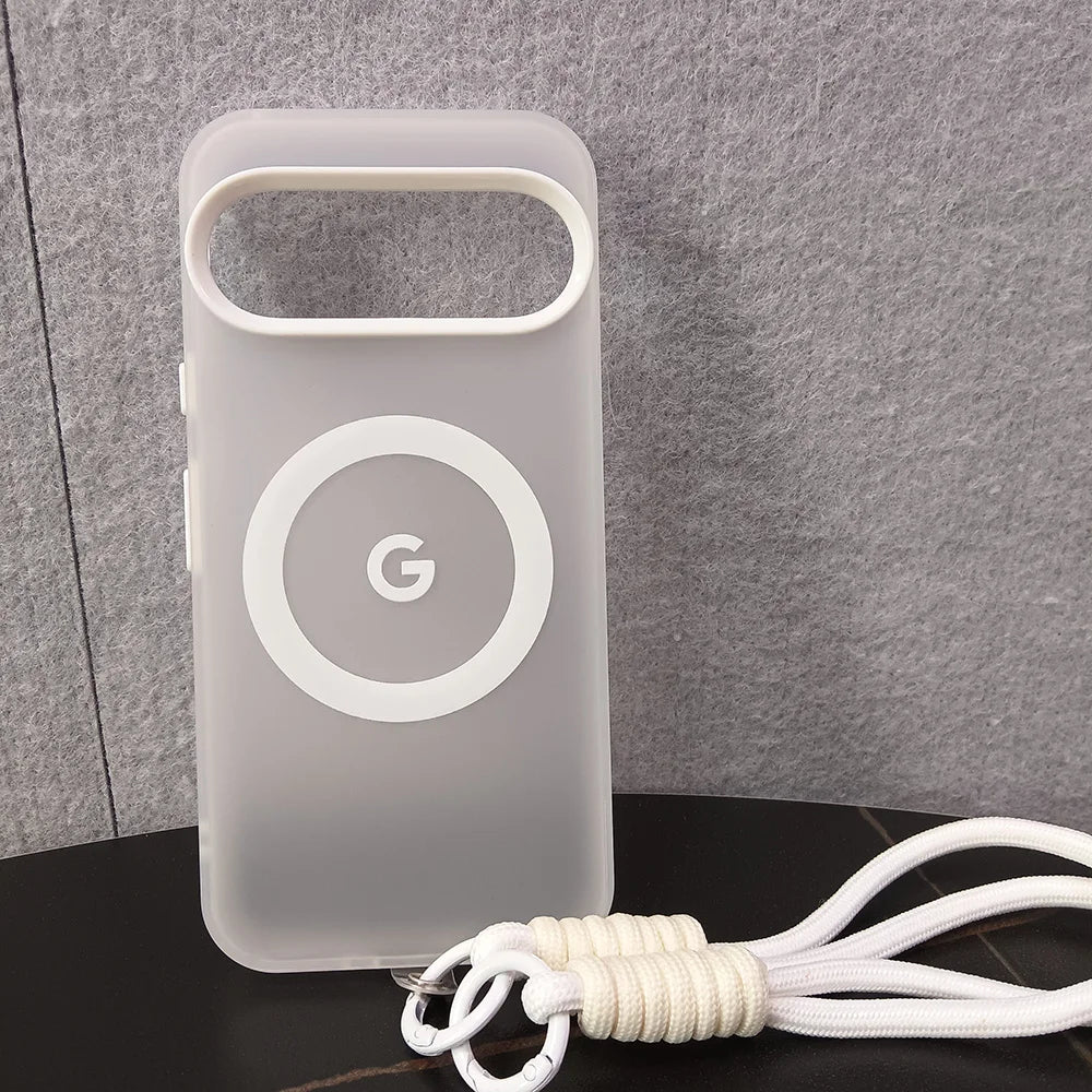Translucent Matte Candy Color MagSafe Case with Wrist Lanyard for Google Pixel 8–10 Series