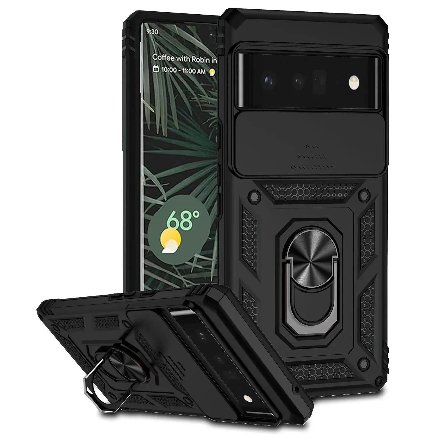 Sliding Window Ring Holder Case for Google Pixel — Camera Lens Protection Shockproof Cover