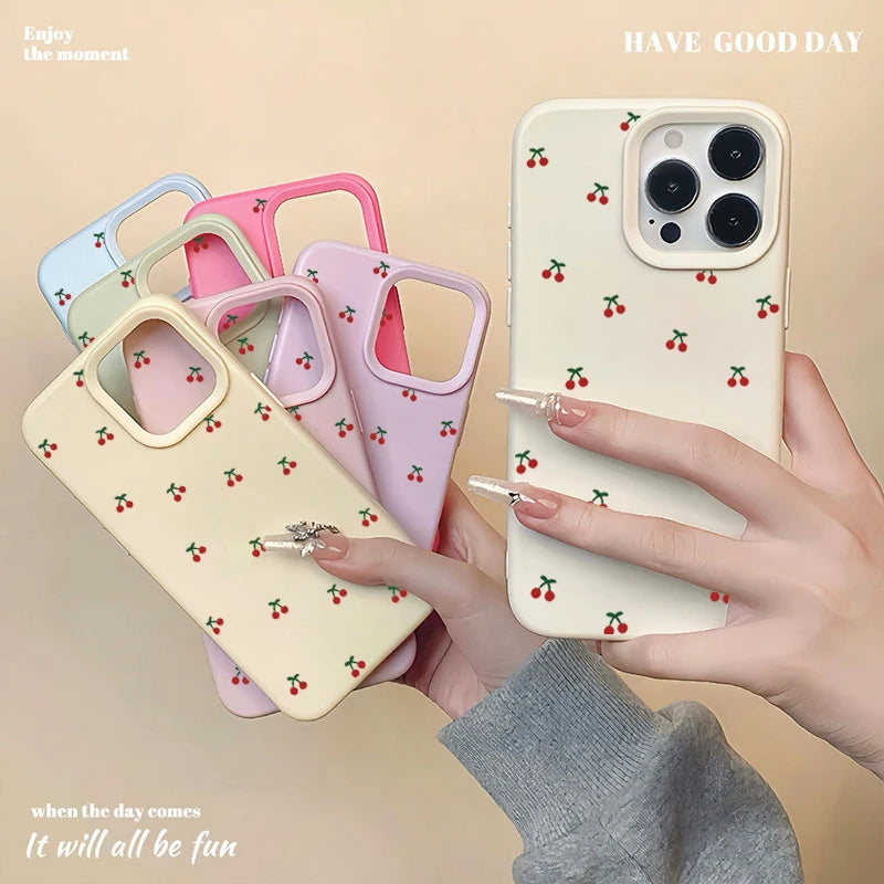 Cartoon Cherry Silicone iPhone Case