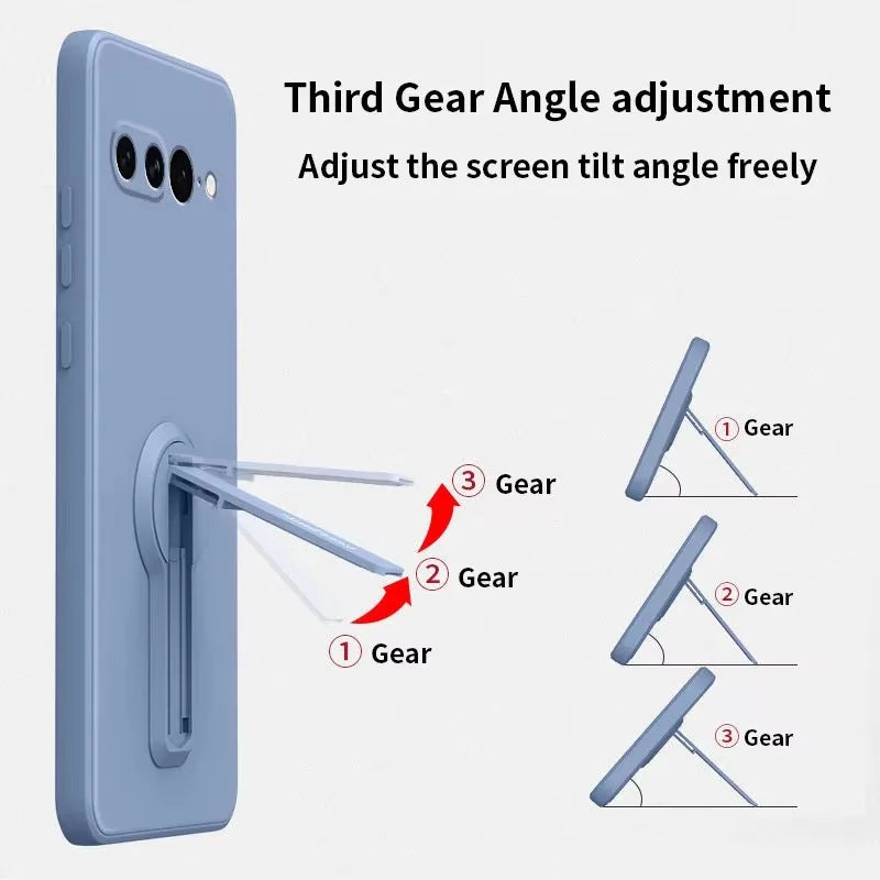 Liquid Silicone Kickstand Case for Google Pixel — Hidden Folding Stand with Ring Holder