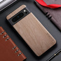 Bamboo Wood Pattern PU Leather Case for Google Pixel — Slim Back Cover